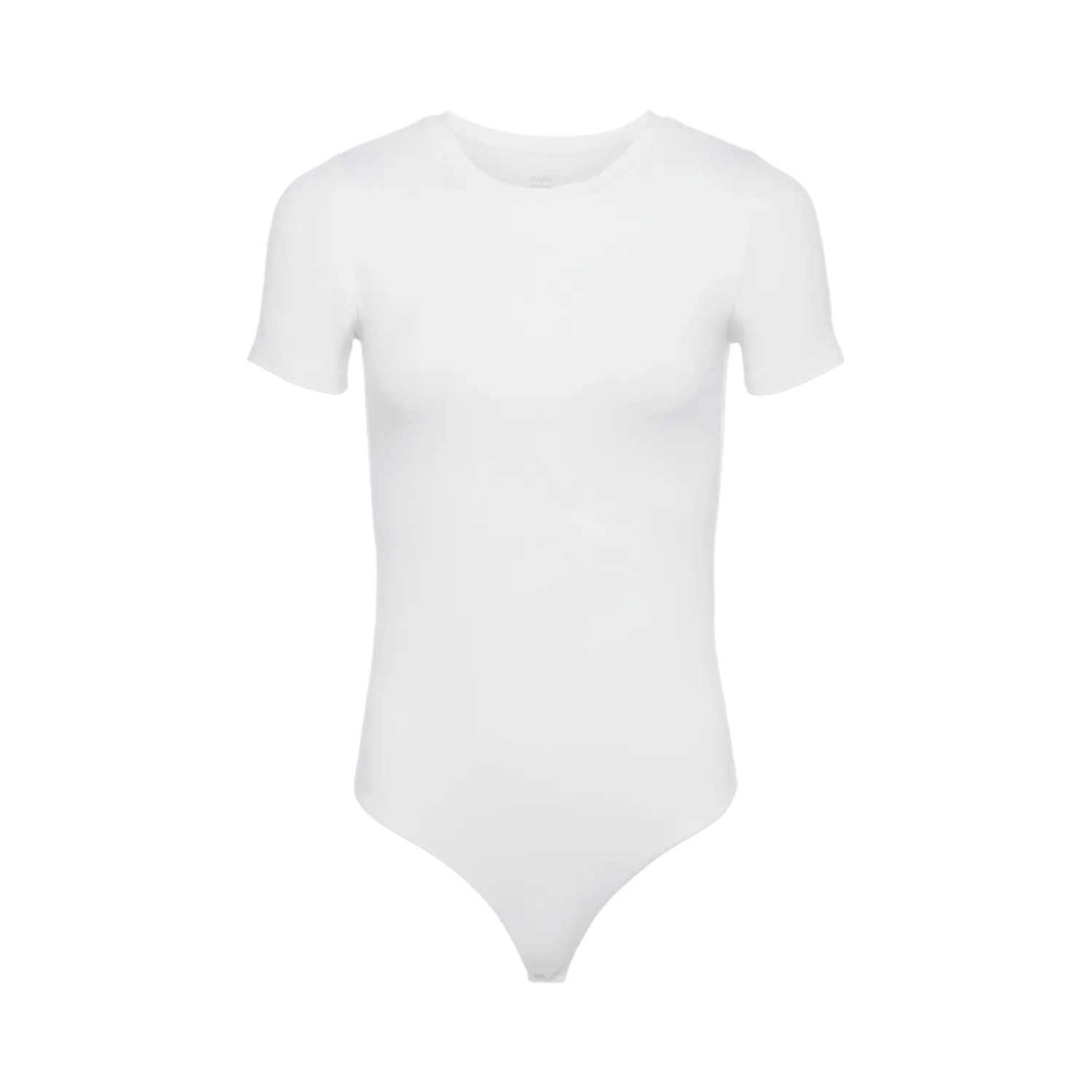 Cotton Stretch Short Sleeve Crewneck Bodysuit | White