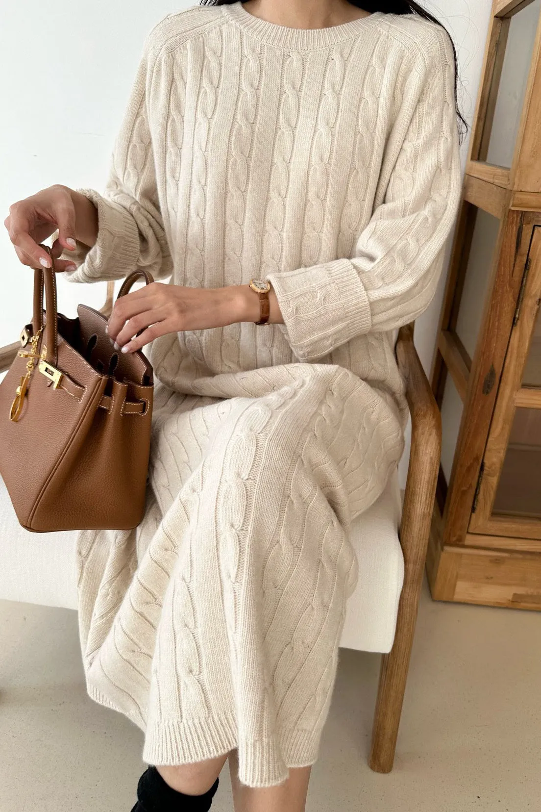 Cozy Cable Sweater Dress