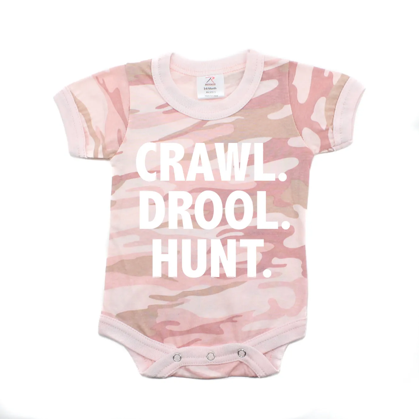 Crawl Drool Hunt Camo Hunting Short Sleeve Baby Infant Bodysuit