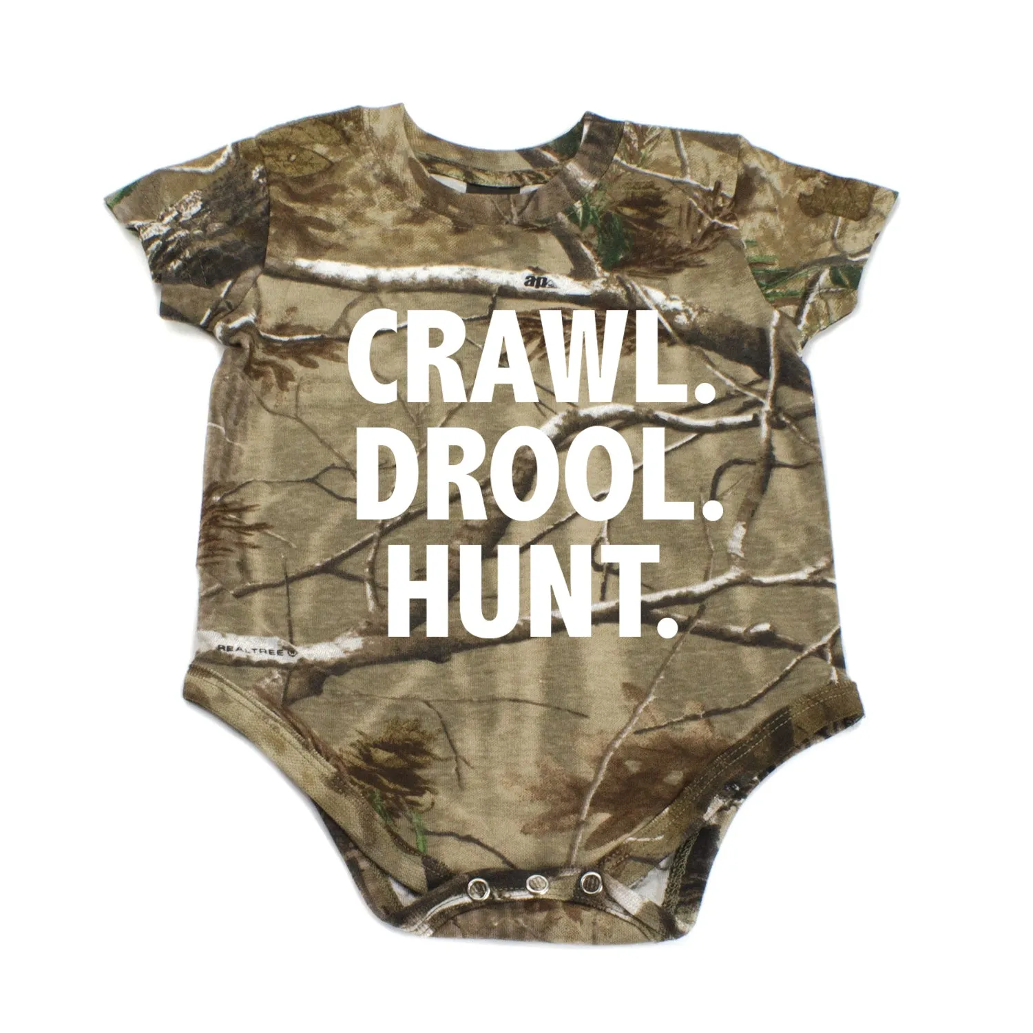 Crawl Drool Hunt Camo Hunting Short Sleeve Baby Infant Bodysuit
