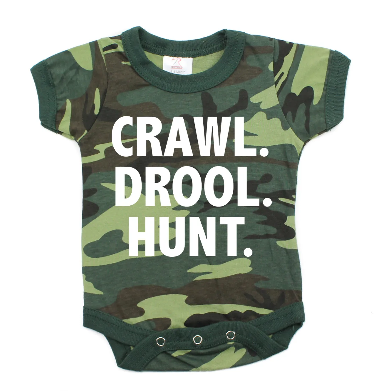 Crawl Drool Hunt Camo Hunting Short Sleeve Baby Infant Bodysuit