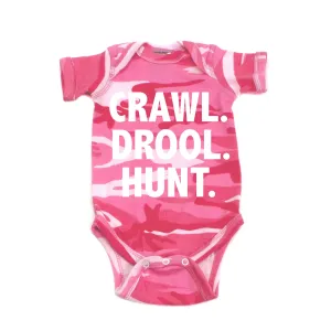 Crawl Drool Hunt Camo Hunting Short Sleeve Baby Infant Bodysuit