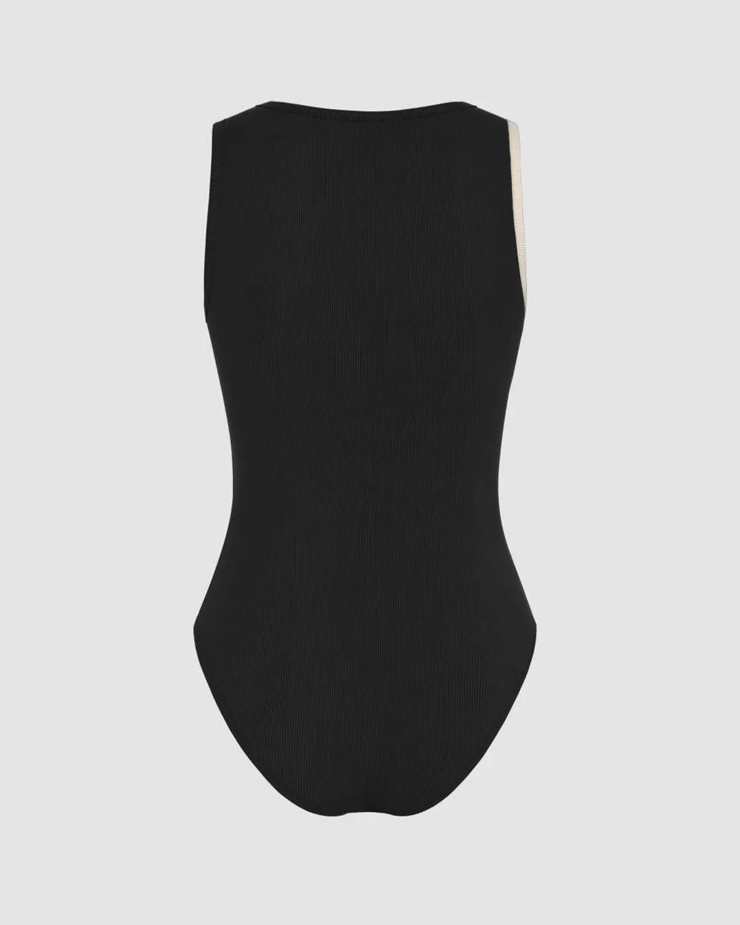 Crew Neck Two Tone Ribbed Knit Bodysuit