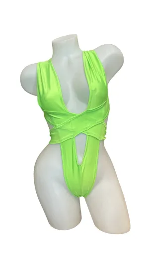 Criss Cross Bodysuit Neon Green