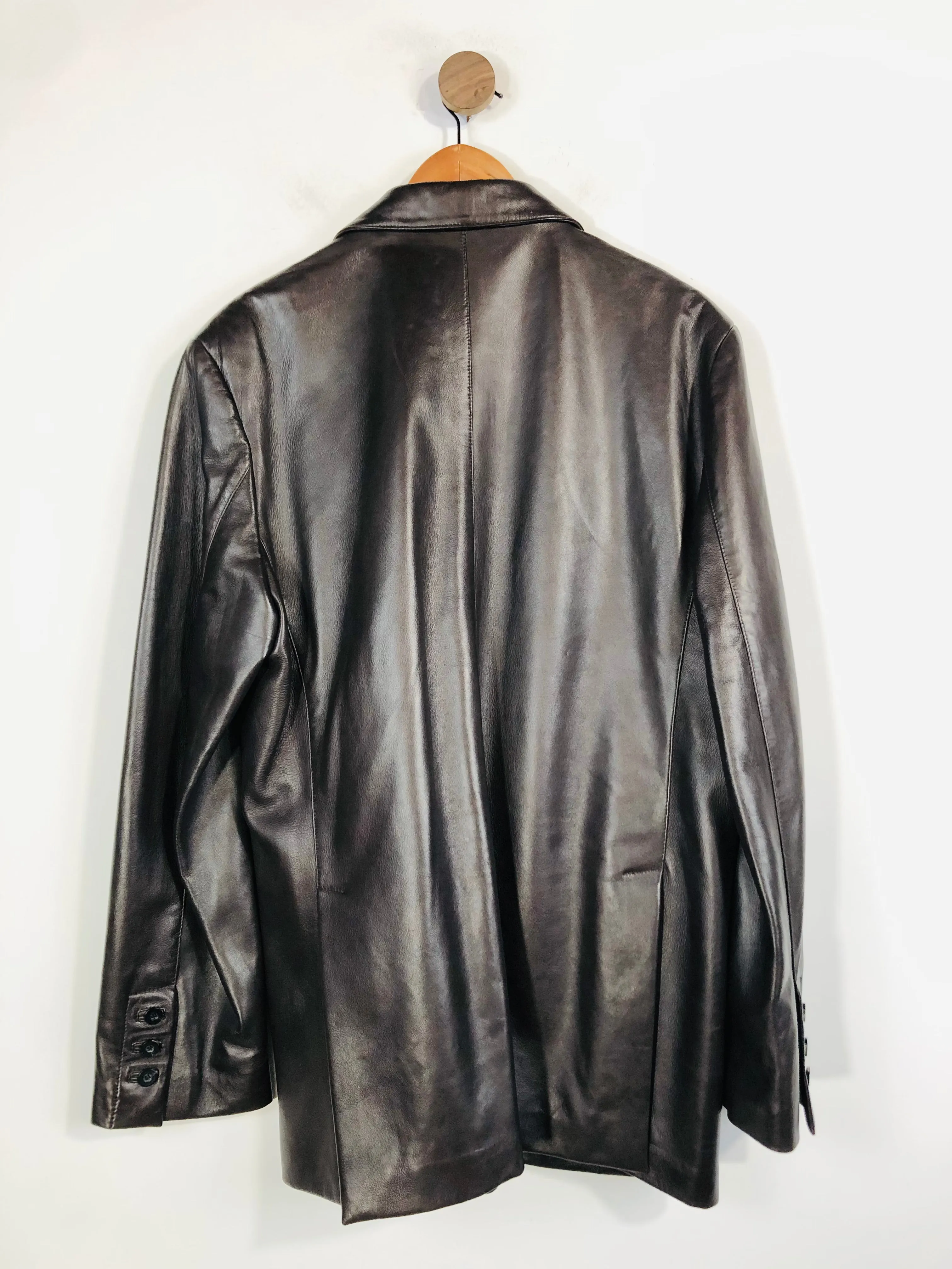 Crombie Men's Leather Overcoat | XXL | Brown