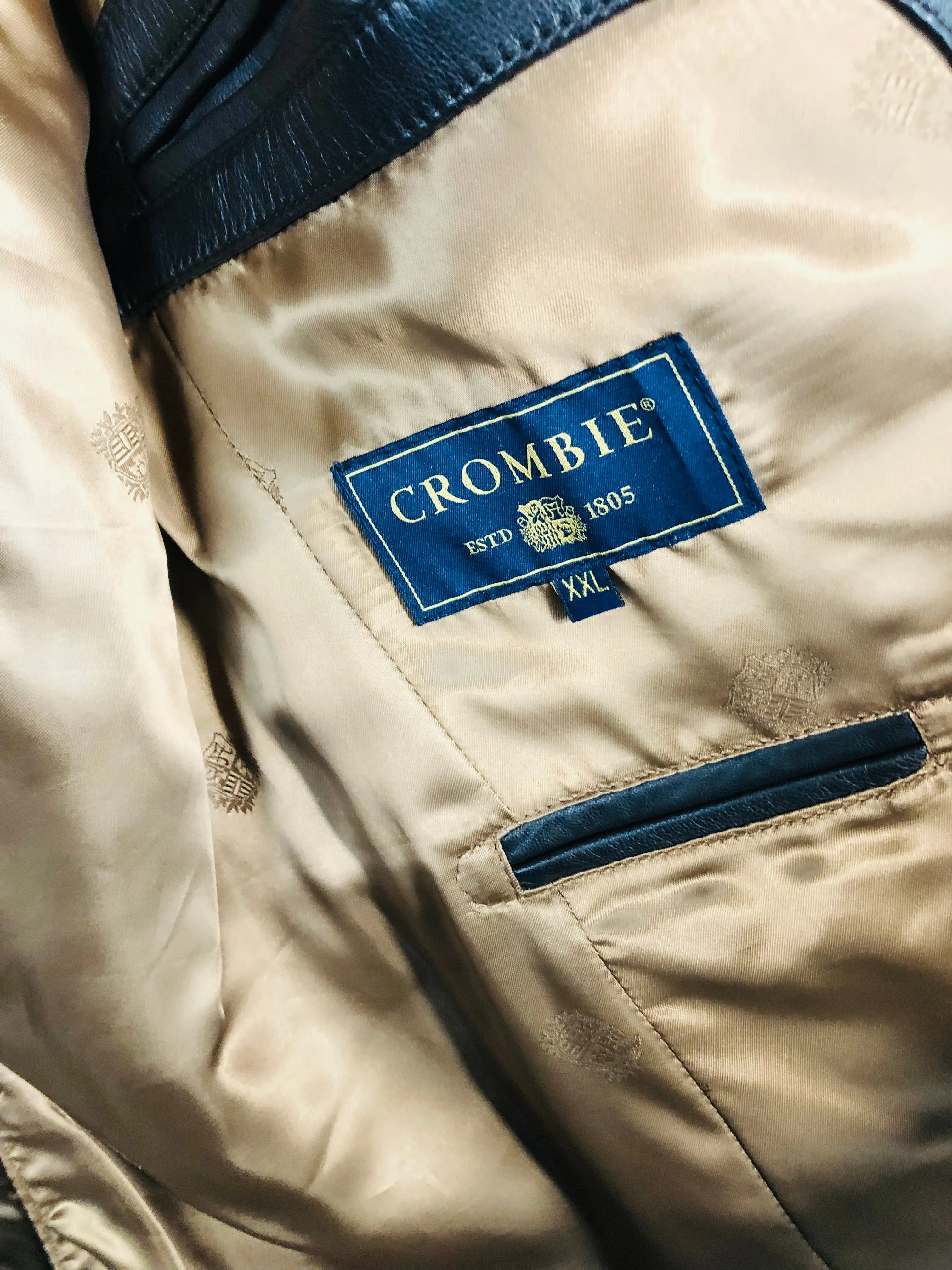 Crombie Men's Leather Overcoat | XXL | Brown