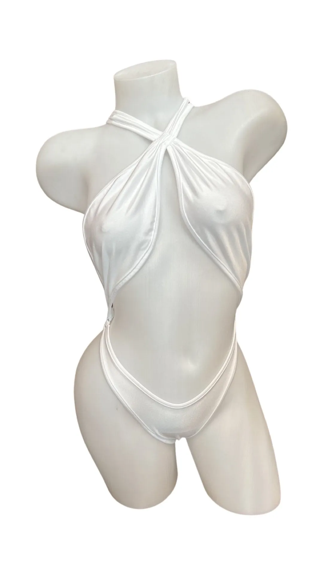 Cross Shoulder Bodysuit White