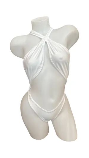 Cross Shoulder Bodysuit White