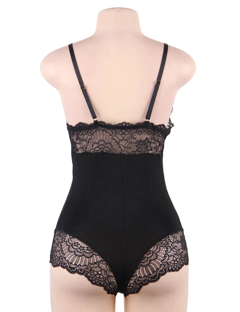 Crotch Openable Stretchy Plus Size Egypt Modal Lace Bodysuit