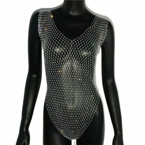 Crystal Jumpsuit Bodysuit | Rompers Women Rhinestone - Bodysuit High