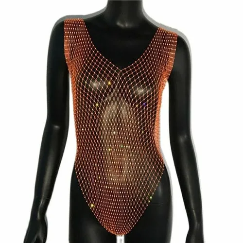 Crystal Jumpsuit Bodysuit | Rompers Women Rhinestone - Bodysuit High