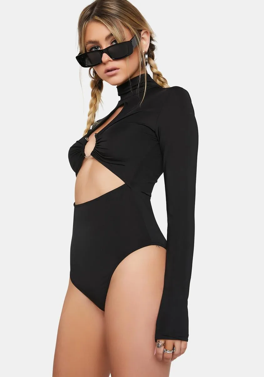 Cut Out Front Long Bodysuit