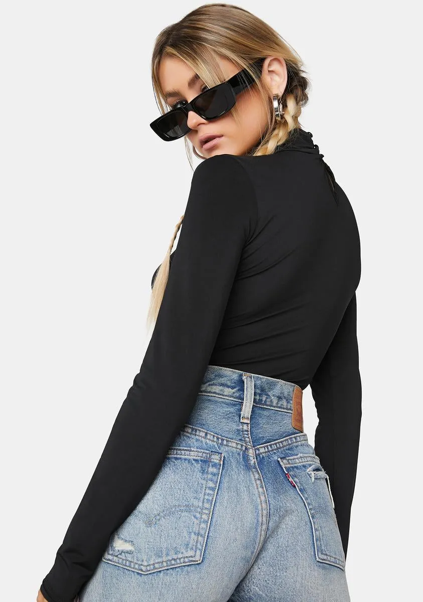 Cut Out Front Long Bodysuit