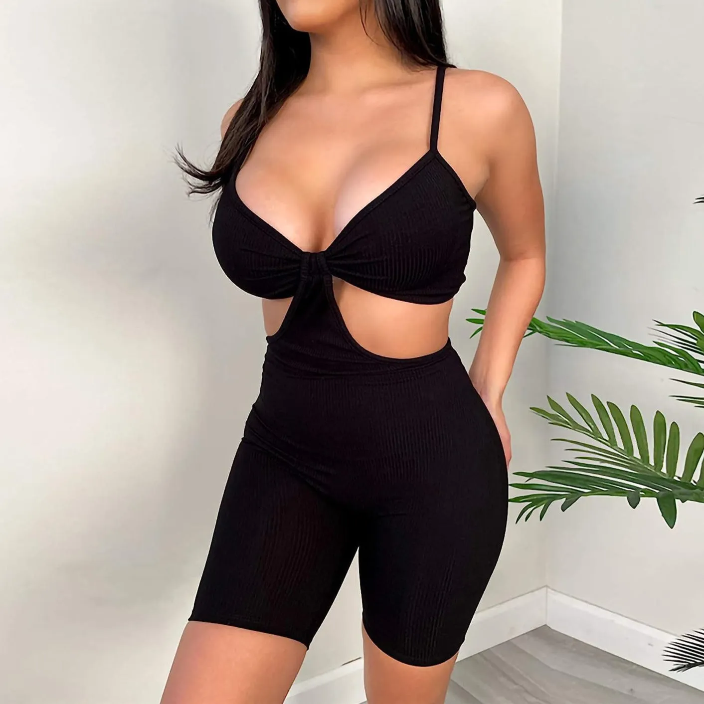 Cut Out Spaghetti Strap Romper