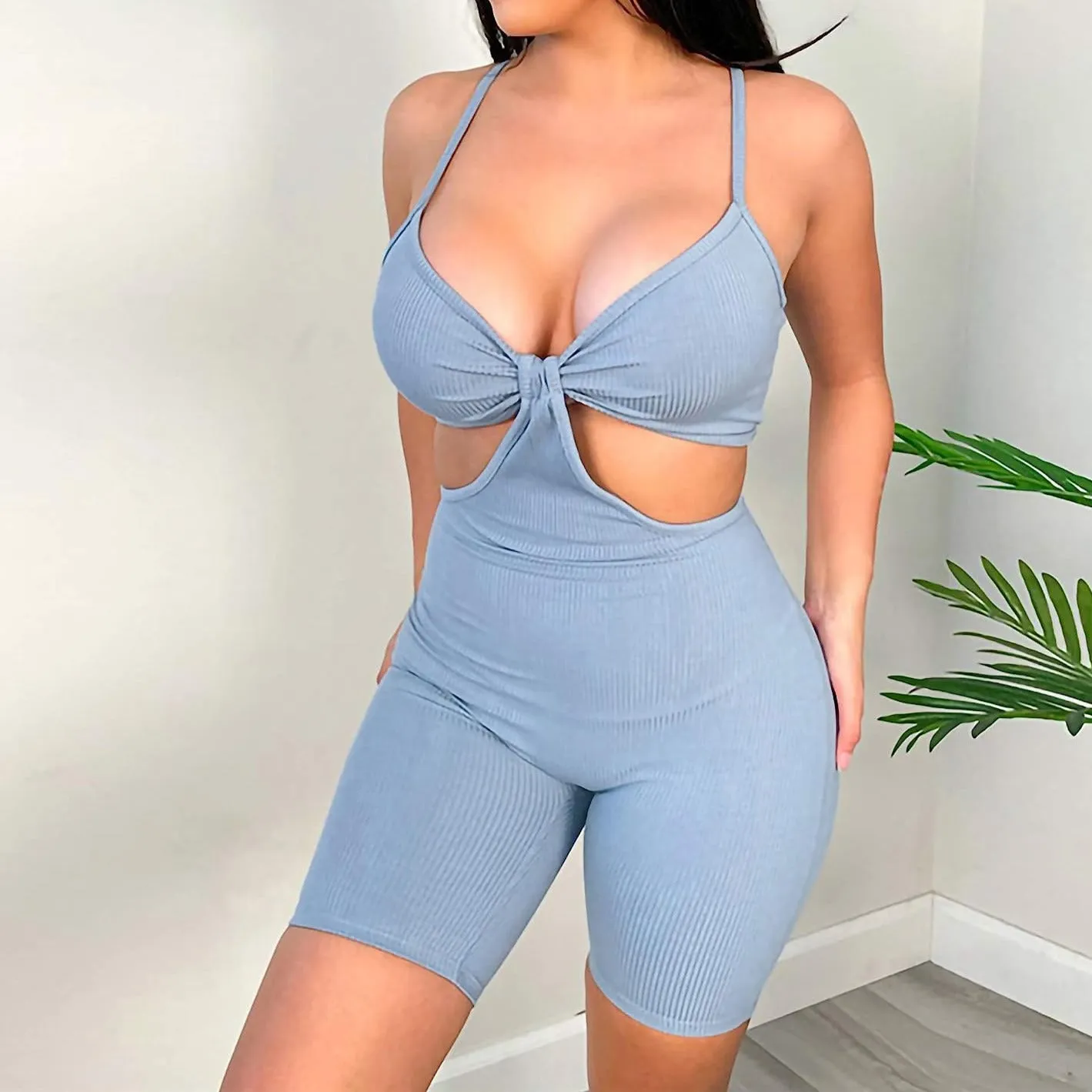 Cut Out Spaghetti Strap Romper