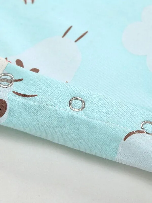 Cute Sheep Printed Long Sleeve Bodysuits for Infant Babies