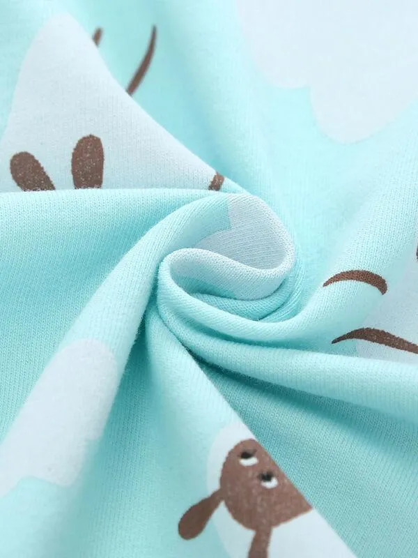 Cute Sheep Printed Long Sleeve Bodysuits for Infant Babies
