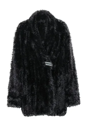 Dasco - Vintage Black Beaver Fur Clasped Coat Sz M