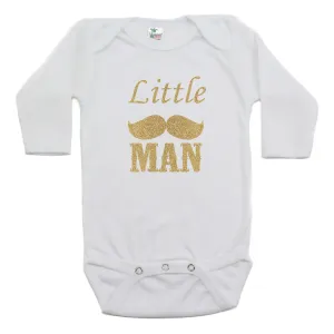 Dashing Little Man Mustache Long Sleeve Bodysuit