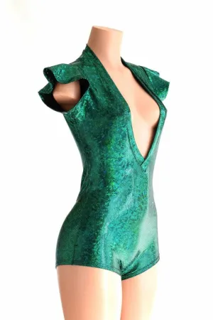 Deep Plunge Green Kaleidoscope Romper