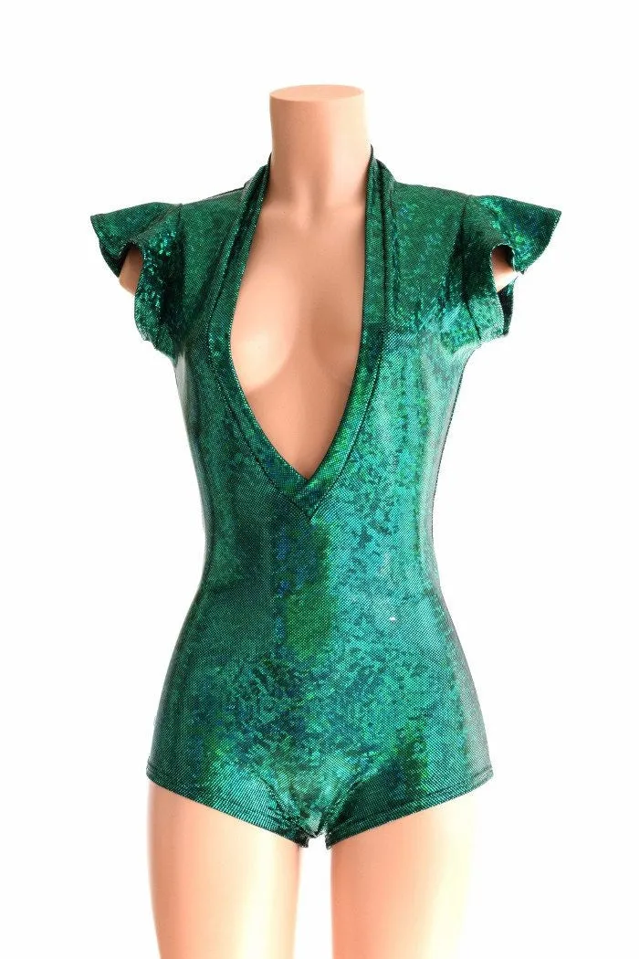 Deep Plunge Green Kaleidoscope Romper
