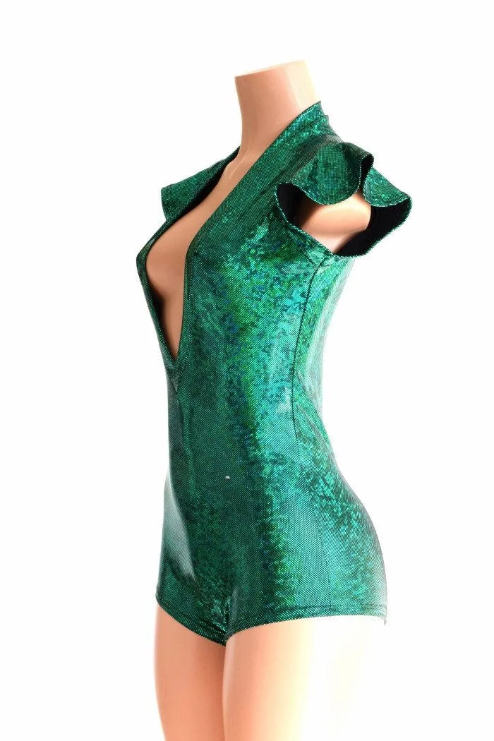 Deep Plunge Green Kaleidoscope Romper