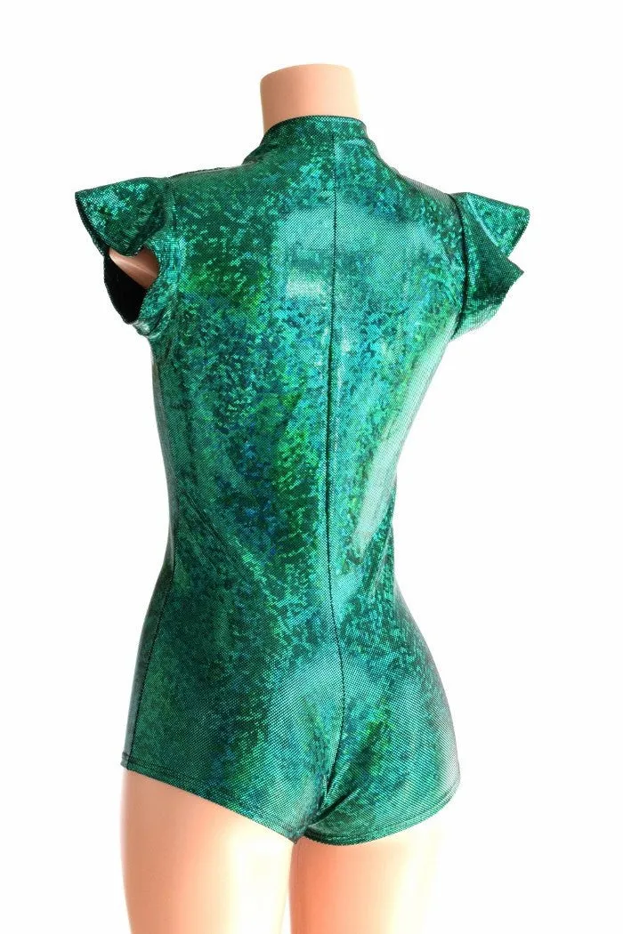 Deep Plunge Green Kaleidoscope Romper