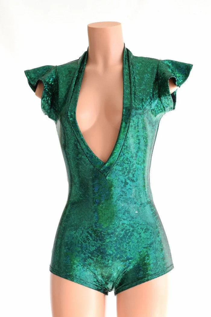Deep Plunge Green Kaleidoscope Romper