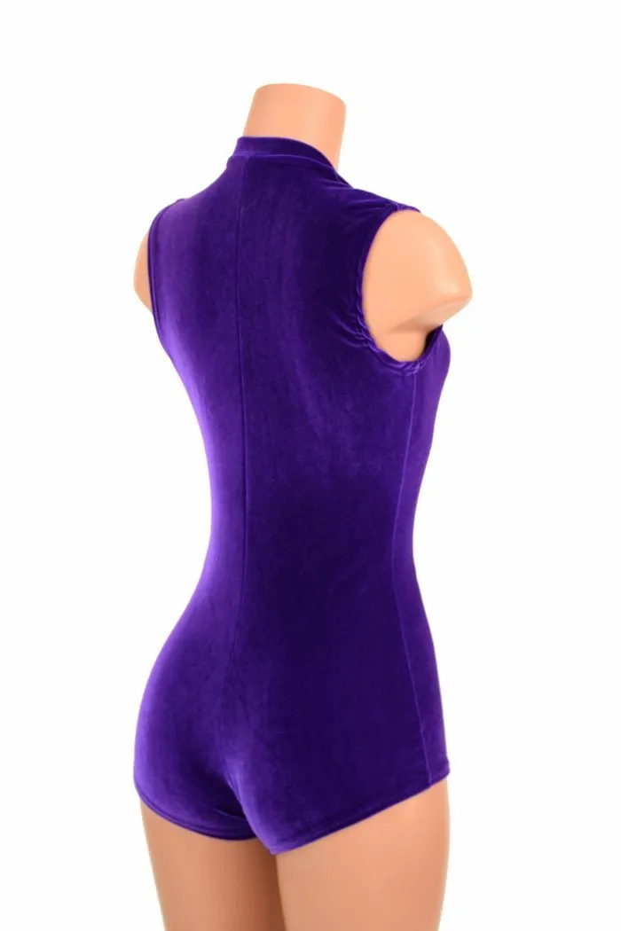 Deep Plunge Purple Velvet Romper