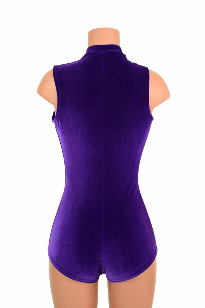 Deep Plunge Purple Velvet Romper