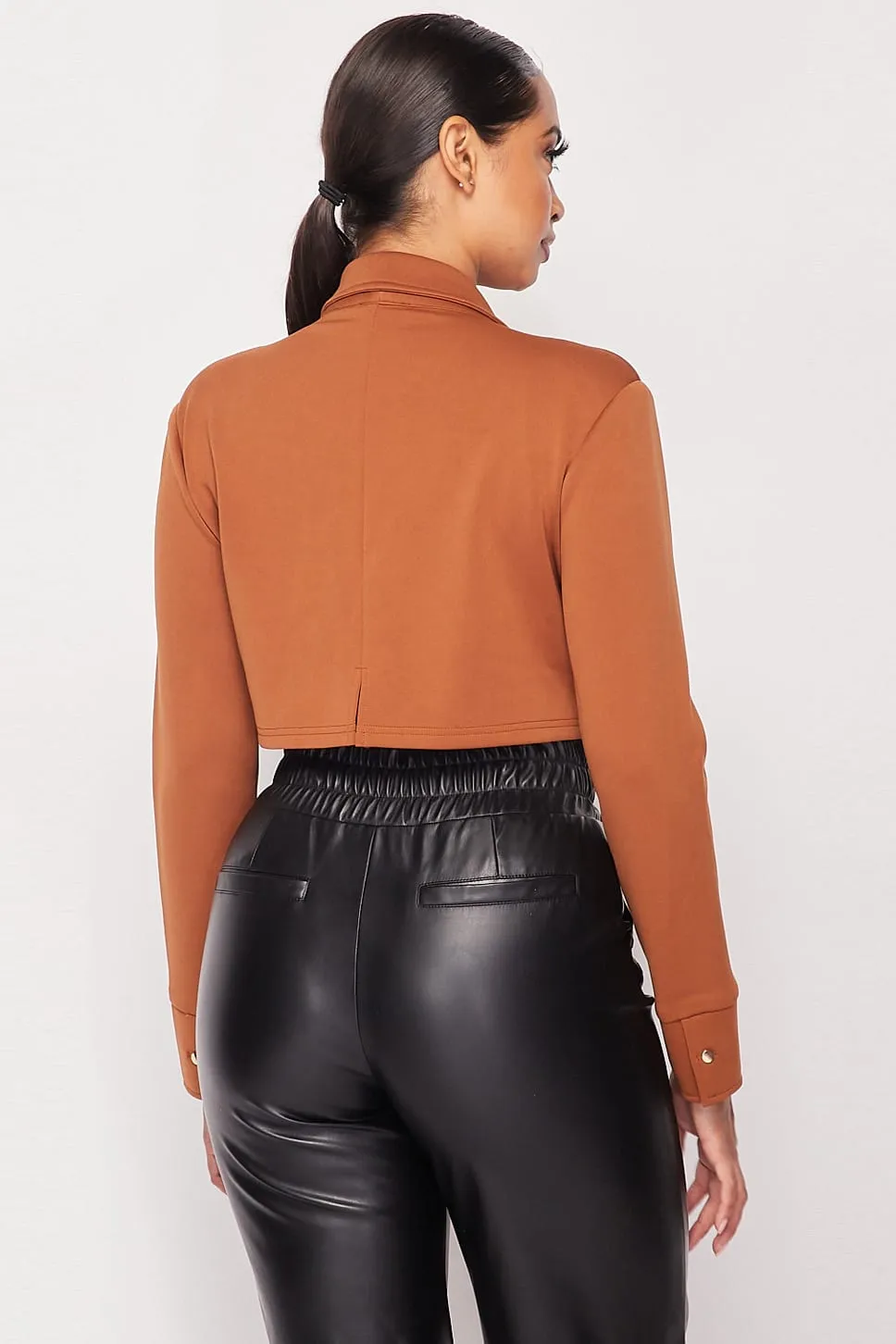 Deep-v Cropped Blazer Bodysuit