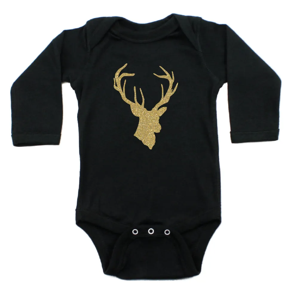 DEER HEAD Hunting Buck 100% Cotton Long Sleeve Bodysuit