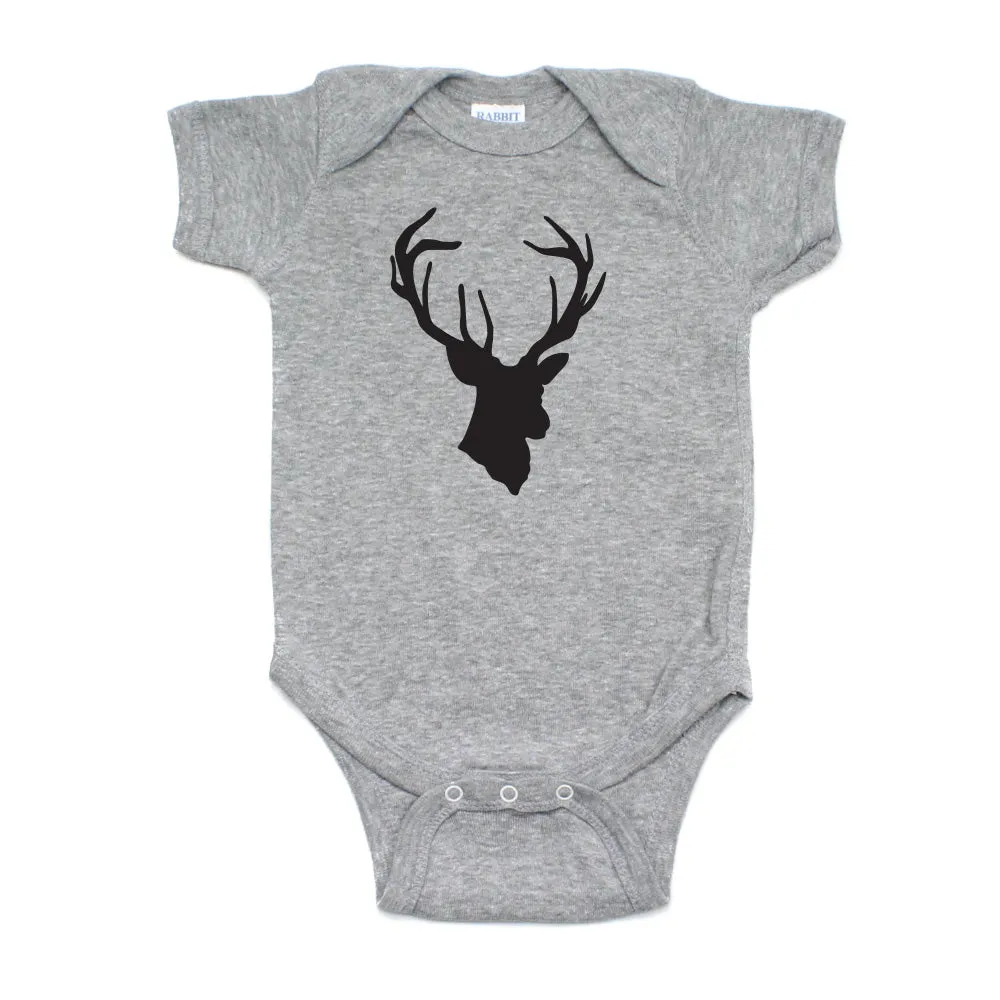 Deer Head Hunting Buck Short Sleeve Cotton Bodysuit