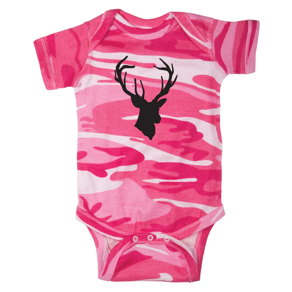Deer Head Hunting Buck Short Sleeve Cotton Bodysuit
