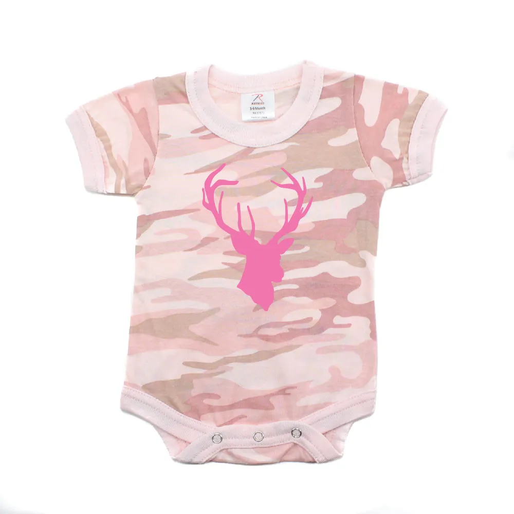 Deer Head Hunting Buck Short Sleeve Cotton Bodysuit