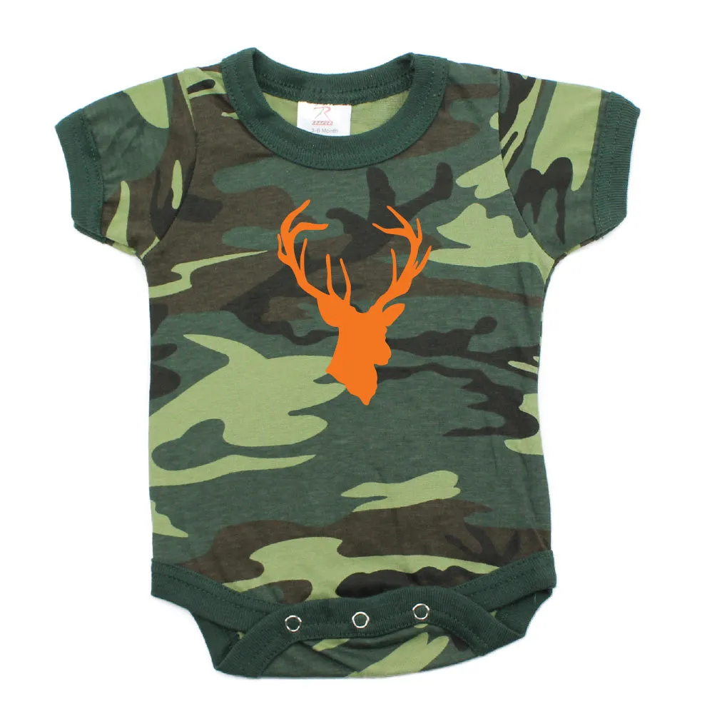 Deer Head Hunting Buck Short Sleeve Cotton Bodysuit
