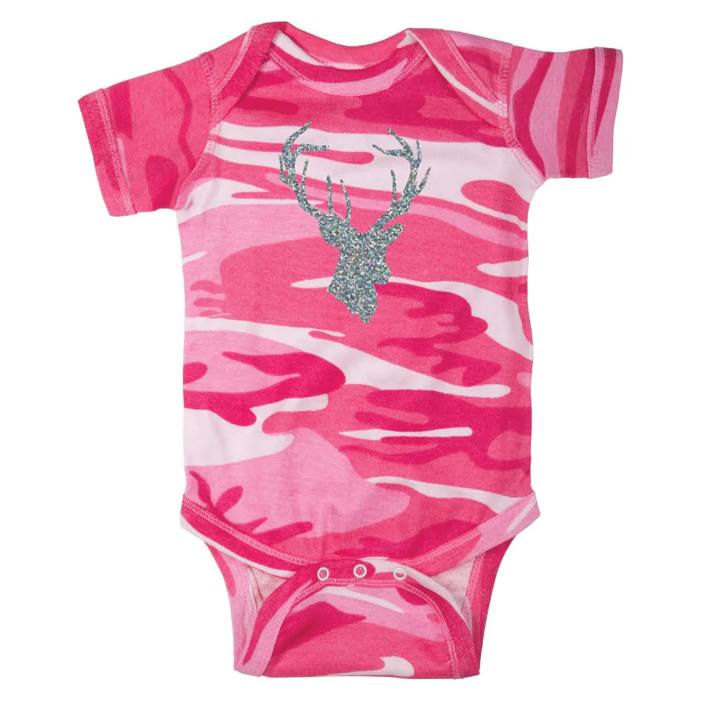 Deer Head Hunting Buck Short Sleeve Cotton Bodysuit