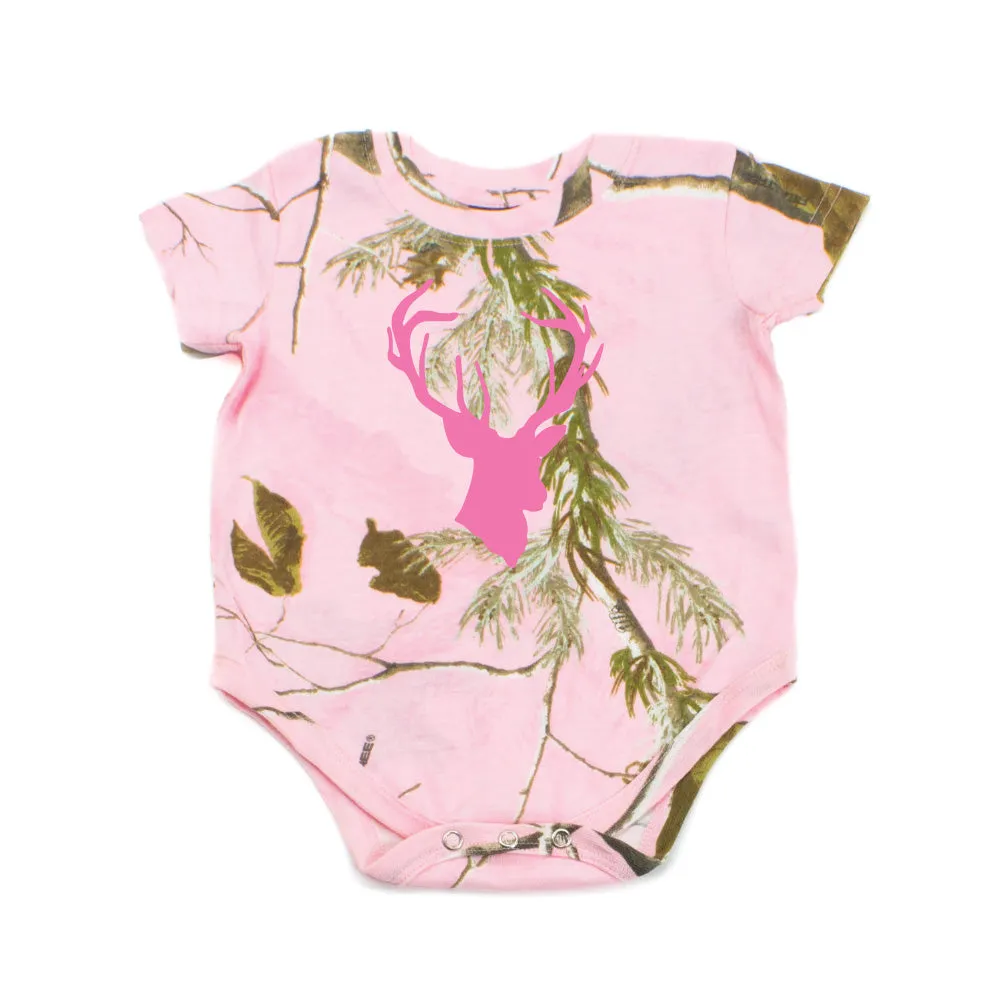 Deer Head Hunting Buck Short Sleeve Cotton Bodysuit