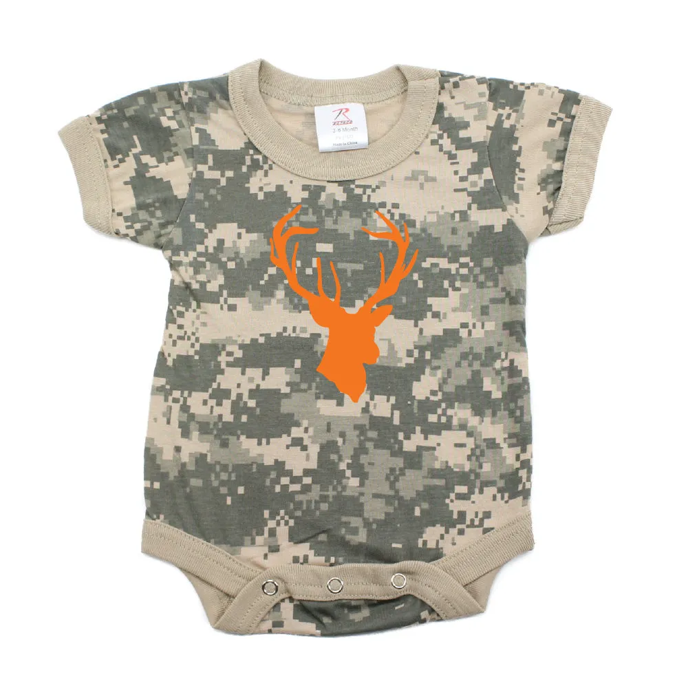 Deer Head Hunting Buck Short Sleeve Cotton Bodysuit