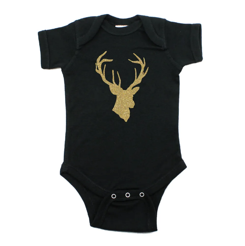 Deer Head Hunting Buck Short Sleeve Cotton Bodysuit