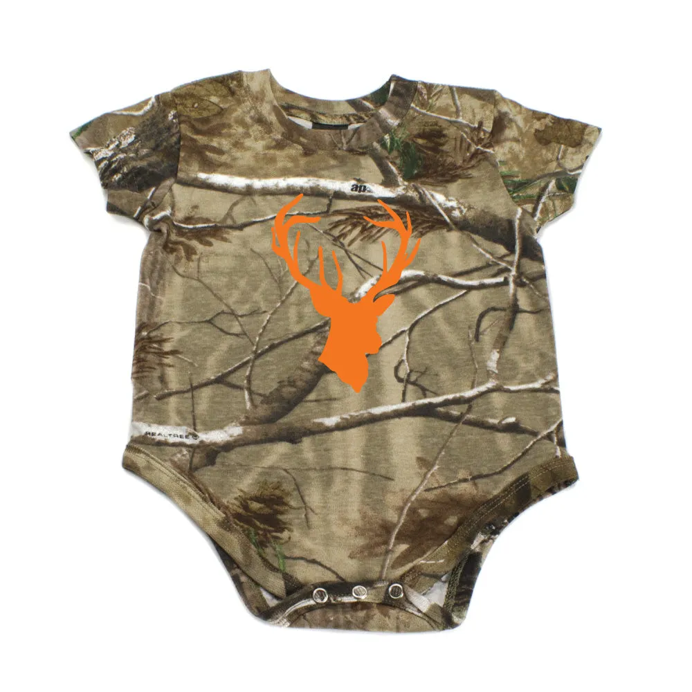 Deer Head Hunting Buck Short Sleeve Cotton Bodysuit