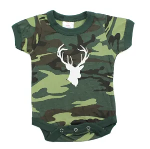 Deer Head Hunting Buck Short Sleeve Cotton Bodysuit