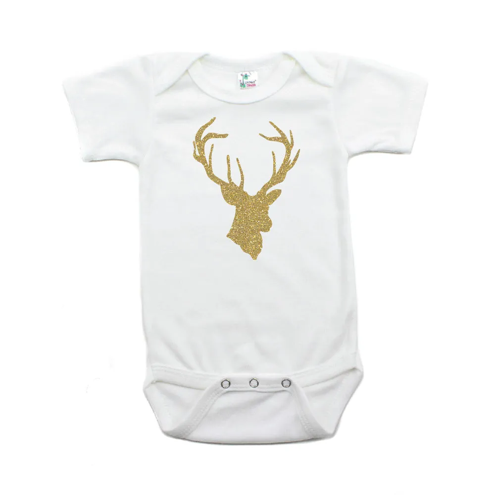 Deer Head Hunting Buck Short Sleeve Cotton Bodysuit