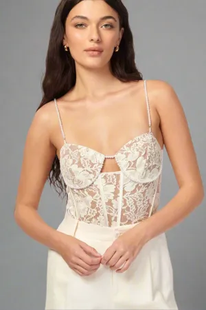 Delmara Corset Bodysuit in Ceramic