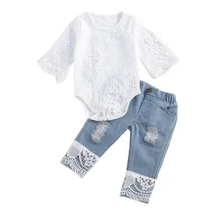Denim Lace Baby Set