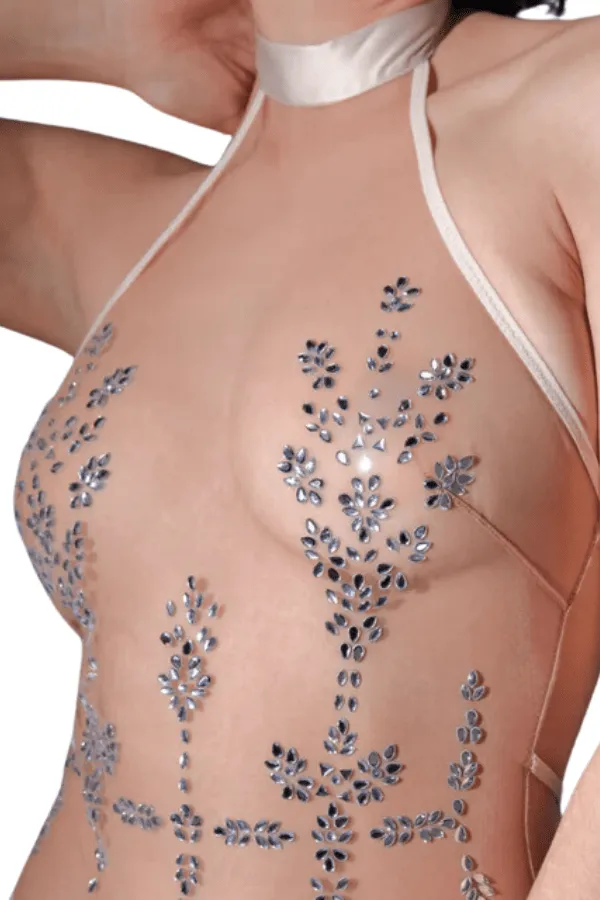 Dripping in Jewels Bodysuit - Champagne