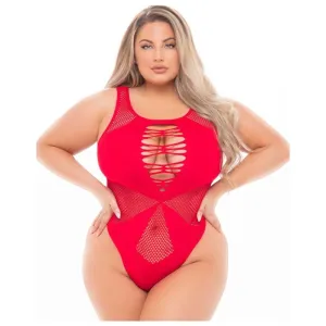 Duchess High Neck Bodysuit Red