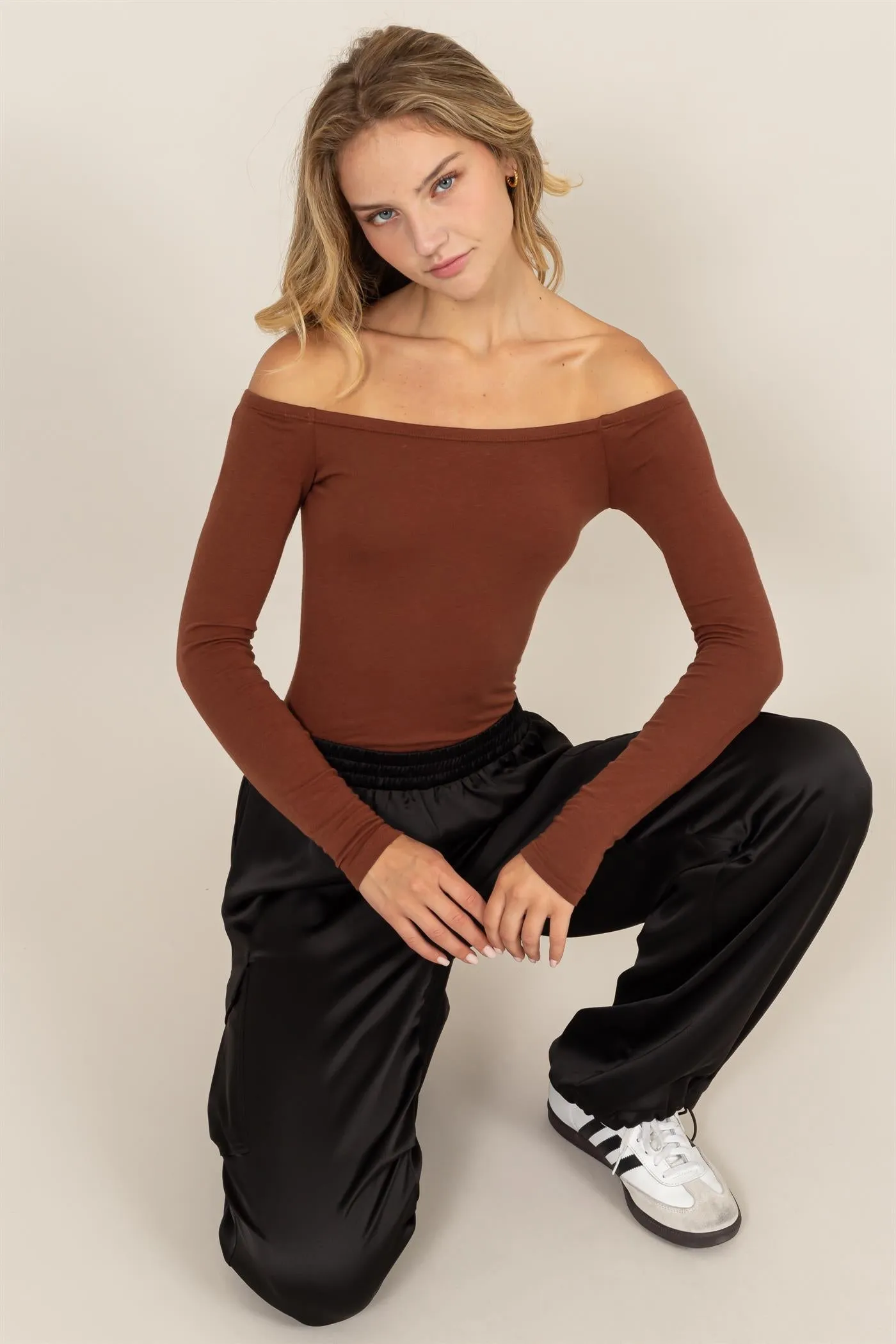 DZ24E770-OFF-THE-SHOULDER LONG SLEEVE BODYSUIT