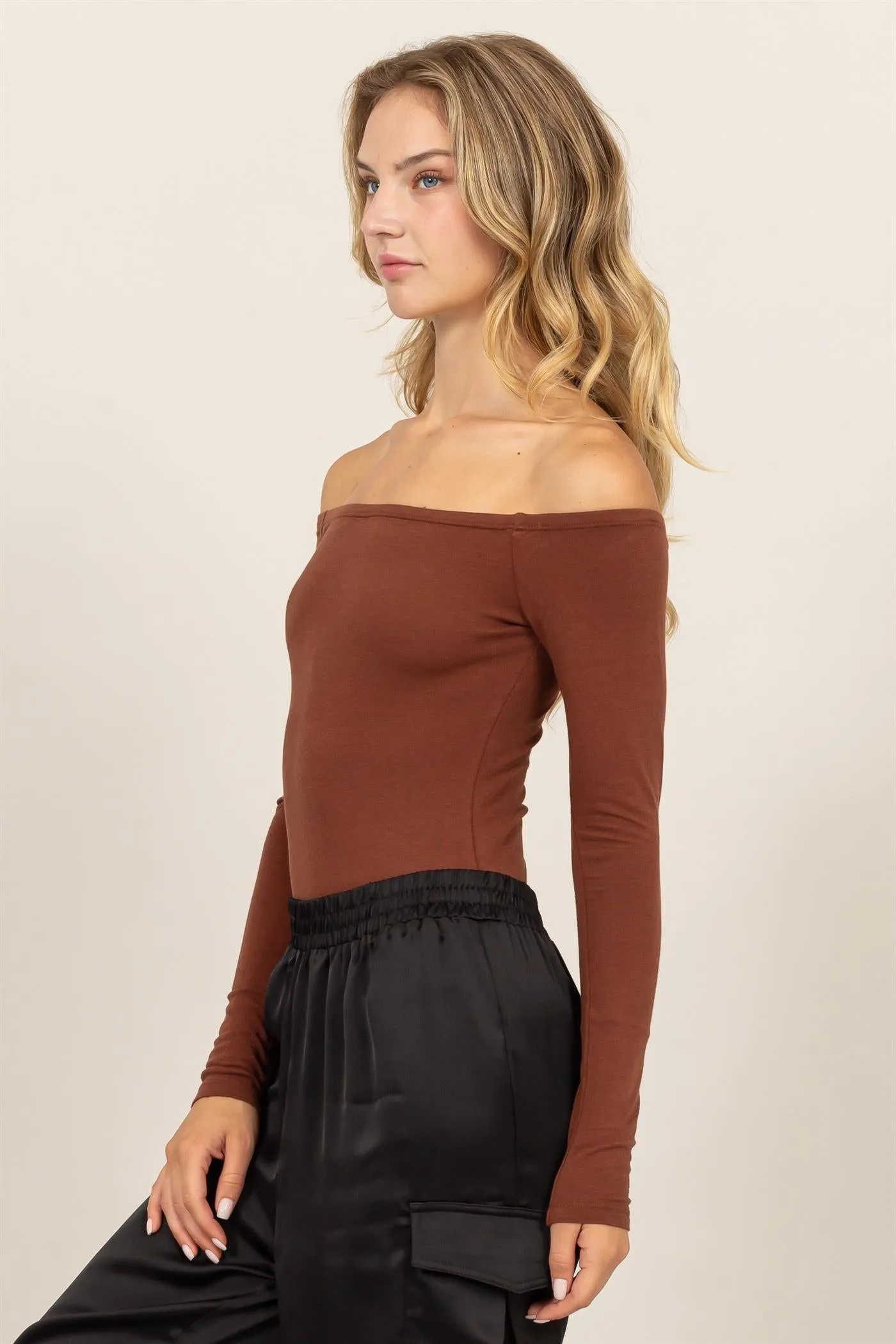 DZ24E770-OFF-THE-SHOULDER LONG SLEEVE BODYSUIT