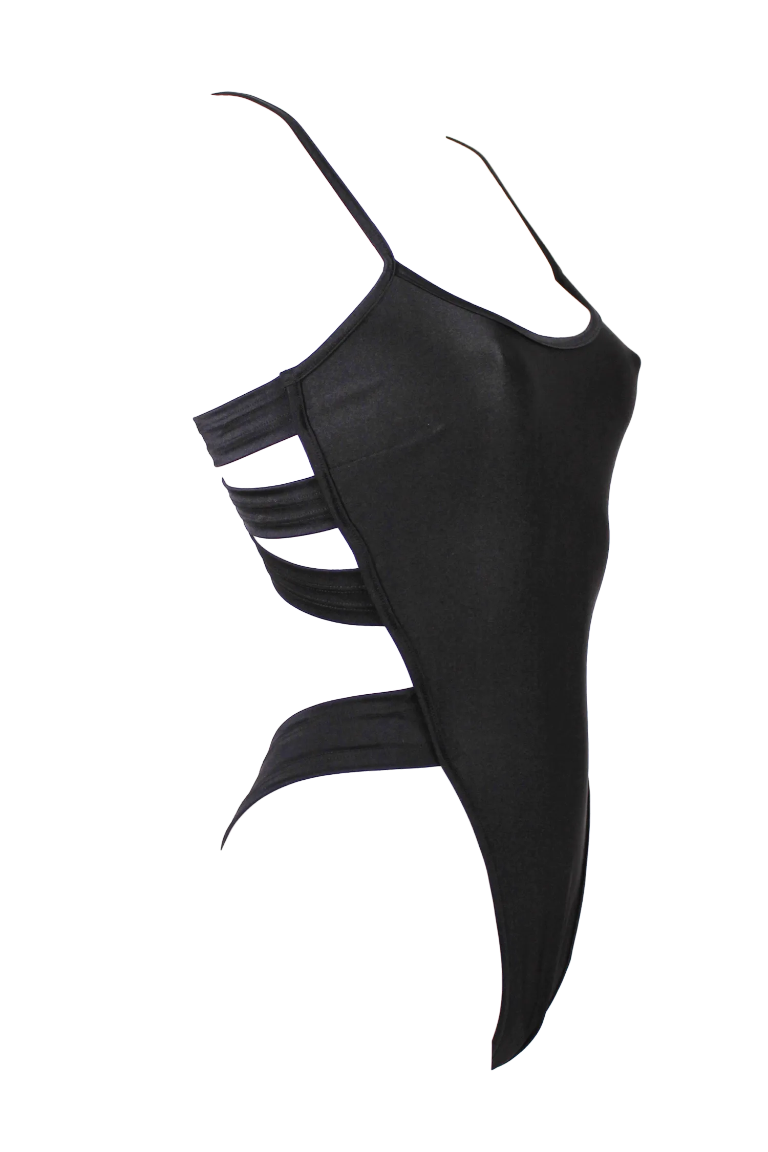 Edgy Swimwear High-Cut Bodysuit / STRAPPY BACK SWIM BLACK